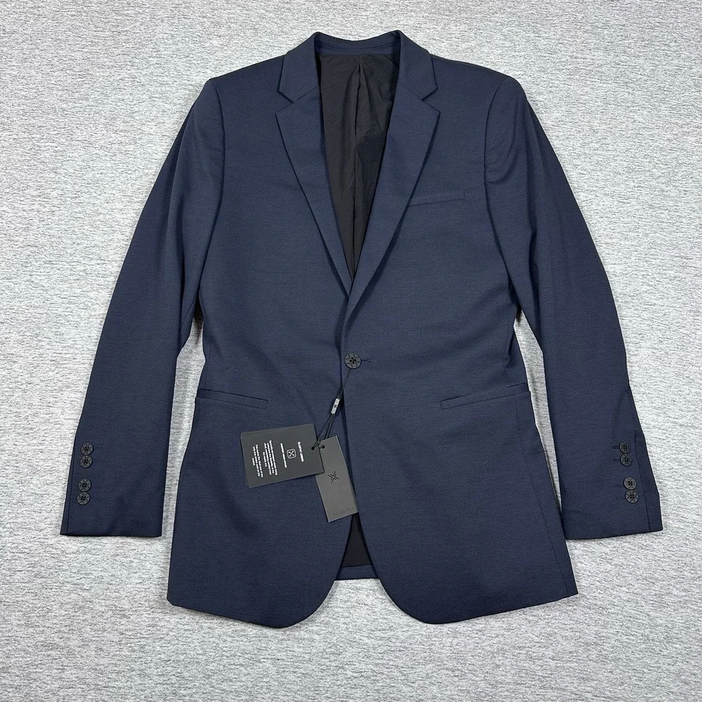 XSuit Blazer Mens 36 Blue Polyester Stretch Lined Tech City Travel Jacket